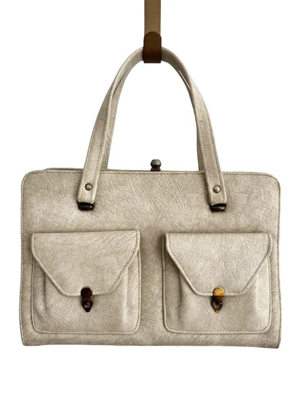 VTG BERNE Mid Century Modern Envelope Pocket Double Handle Bag 60s 70s